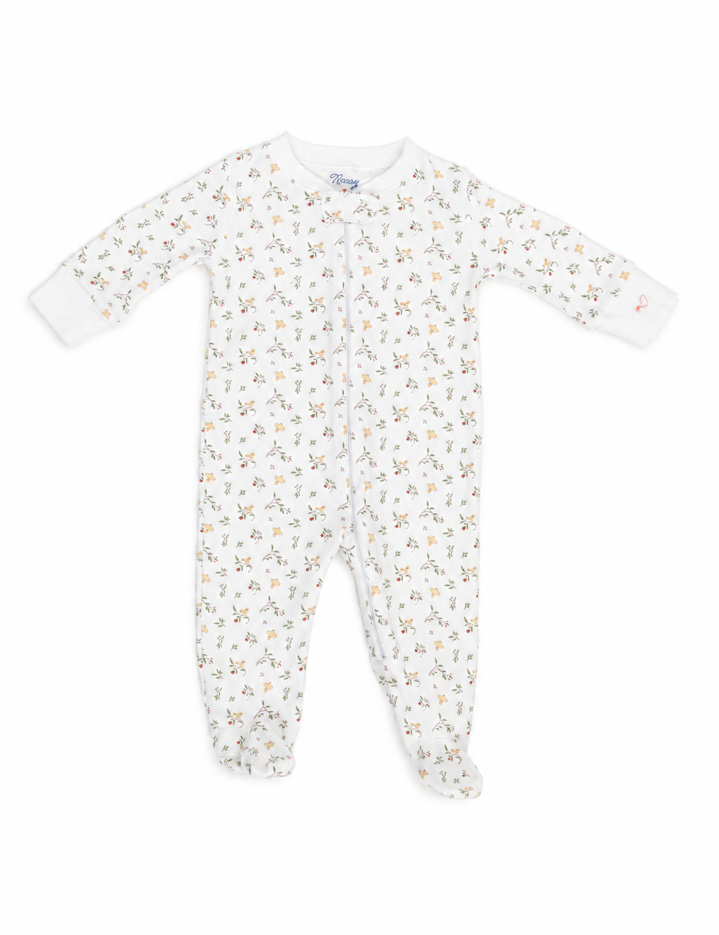 Double zipper footed onesie - Branch and song